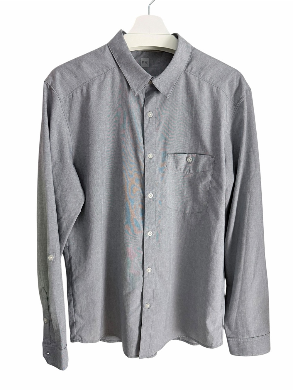 MEC Gray Long Sleeve Button-Up Outdoor Hiking Casual Shirt size M